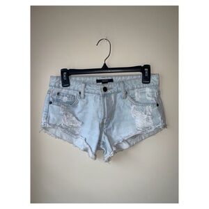Distressed light wash denim shorts size 0